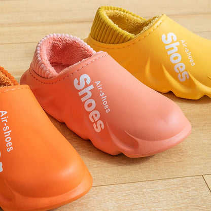Winter Men Women Warm Slippers Cotton Slippers Outdoor Indoor Warm Shoes Men's Couple Home Bedroom Plush Slippers Big Size 46 47