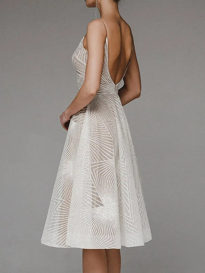Sexy Spaghetti Slip V-Neck Evening Dresses For Women 2024 Spring Stripes Embroidery Dress Cocktail Party Gowns Robes De Soirée