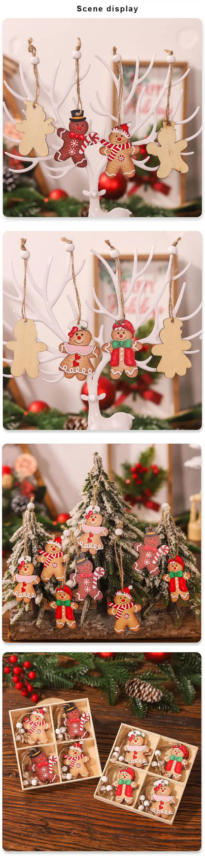 9/12pcs Christmas Dwarf Wooden Pendant Christmas Tree Hanging Ornaments New Year 2024 Christmas Gift Decorations Noel Home Decor