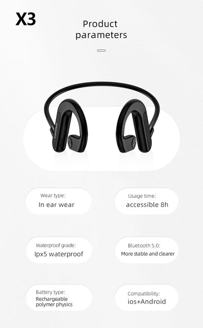 Lenovo X4 X5 X3 Pro Bone Conduction Earphones Wireless Headphones Bluetooth Earphones Headset Hifi Wireless Earbuds