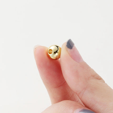 2-6mm 14k/18k Gold Plated Smooth Round Ball Brass Beads Loose Spacer Beads For DIY Jewelry Making Necklace Wholesale Findings