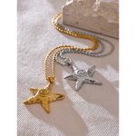 Yhpup 316L Stainless Steel Starfish Pendant Necklace Rust Proof Statement 18K Gold PVD Plated Individualistic Holiday Jewelry