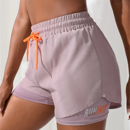Women's High Rise Yoga Shorts With Elastic Proximity Control Running Shorts, Fake Two Pieces Pants