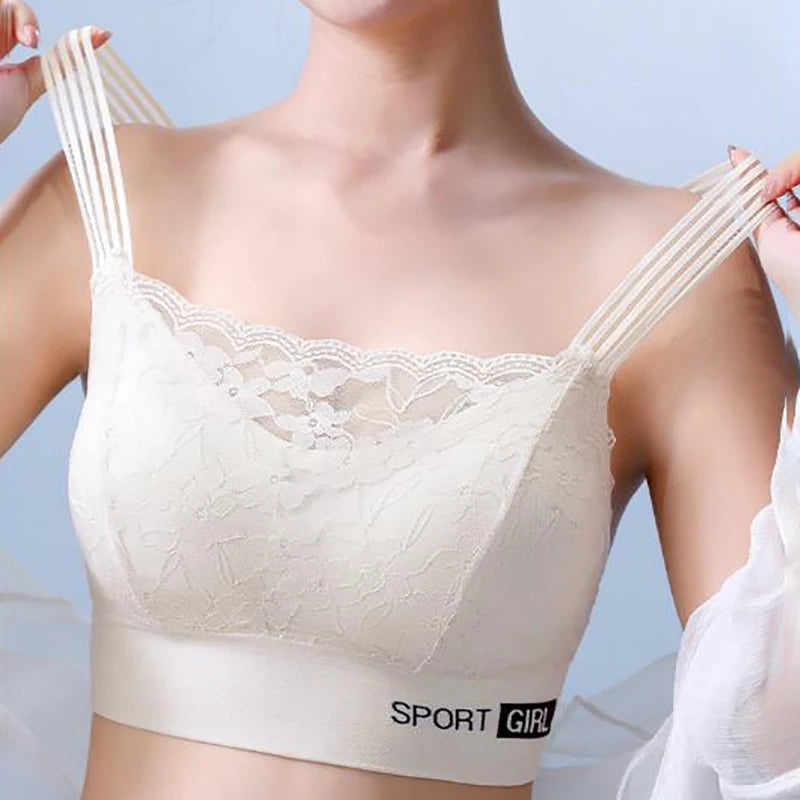 Sexy Lace Seamless Large Size Women's Bra Comfortable Breathable Sports Beauty Back Vest Sleep Gathered Wrapped Chest Tube Top