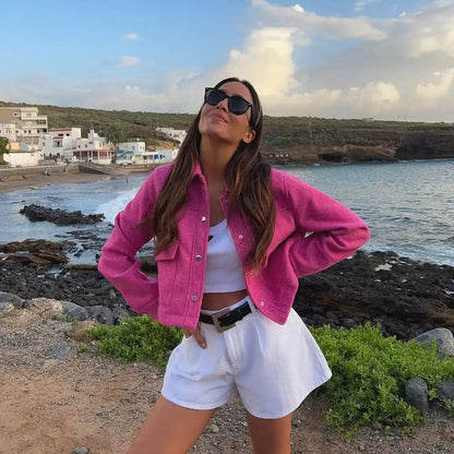 2024 Autumn New Product European and American Cross-border Women's Street Casual Fedora Shirt Woolen Jacket Top 8BS9568