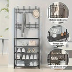 Clothes Hanger Multi-Layer Shoe Rack Doorway DIY Hat and Shoes Shelf Simple Floor-Standing Living Room Organizer Storage Racks