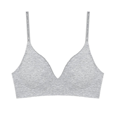 FINETOO Women Wireless Bra Deep V Padded Bralette S-XL Trendy Stripe Knitting Bras Sexy Ladies Brassiere Solid Underwear 6 Color