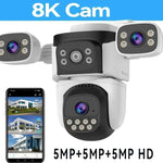 10K 20MP Four Screen Outdoor WiFi Cam PTZ 5X Zoom Night Vision Four Lens 10K Wireless CCTV Surveillance Cam Security Protection