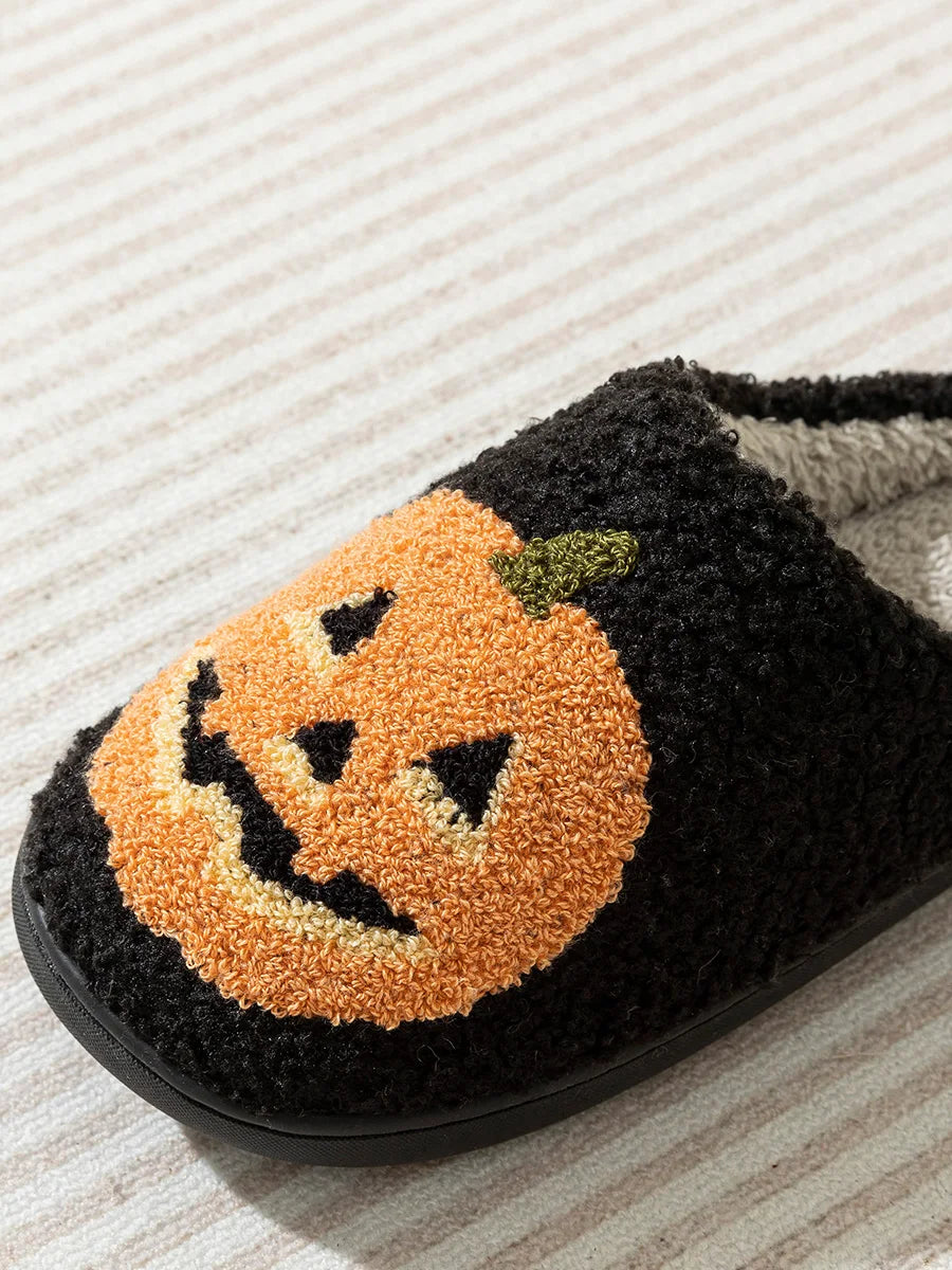 Cute Funny Halloween Women's Slippers Cartoon Pumpkin Indoor Warm Soft Sole Comfy Slipper Breathable Leisure Home Plush Shoes