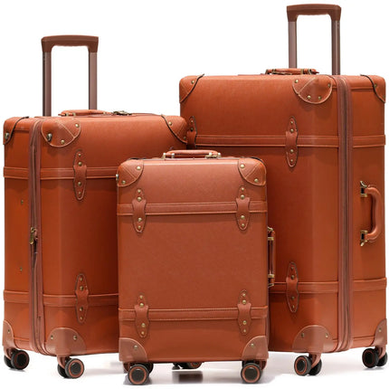 Urecity Vintage Luggage Sets Luxury Suitcase Set For Men & Women Retro Luggage with Double Spinner Wheels Rolling Suitcases Hot