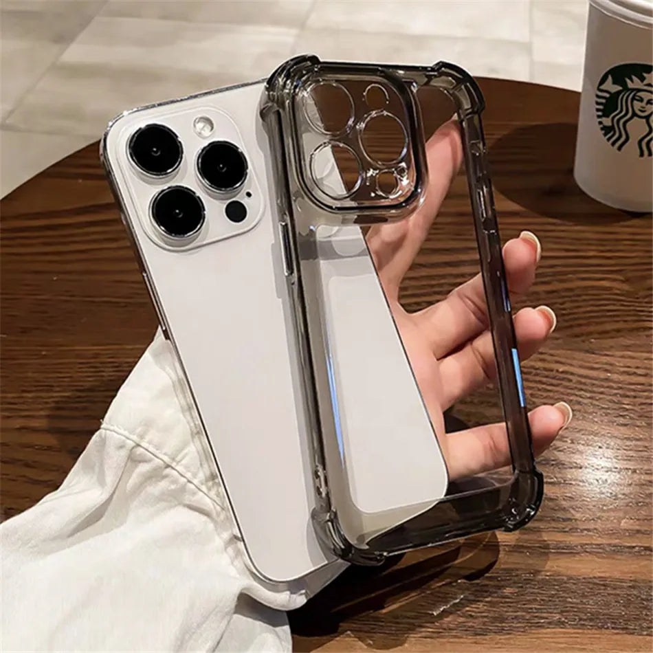 Clear Phone Case For iPhone 16 15 14 13 12 11 Pro Max XR XS 8 Plus Silicone Bumper Transparent Hard Back Cover