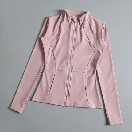 New yoga wear ladies coat round high elastic loose exercise yoga fitness long sleeve stand-up collar  yoga tops