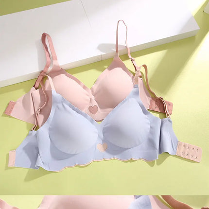 3Pcs Adjustable Beauty Back Bra Intimates Gather No Steel Ring Sports Anti-Sagging Bra French Color Contrast Seamless Underwear
