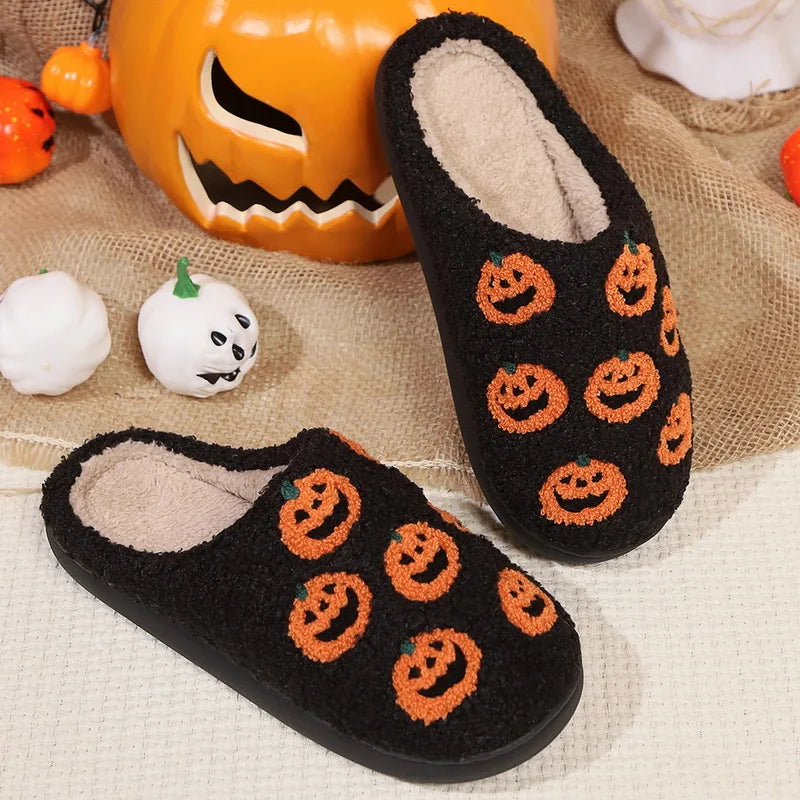 Christmas Elk Cotton Slippers For Women Men Winter Cute Cartoon Slippers Indoor Non Slip Couple Floor Slides Home Plush Shoes