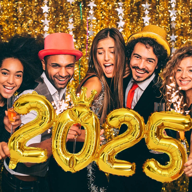 2025 Foil Number Balloons New Year Eve Party Photo Props Decoration Supplies 2024 Xmas Navidad Noel Christmas Home Decor