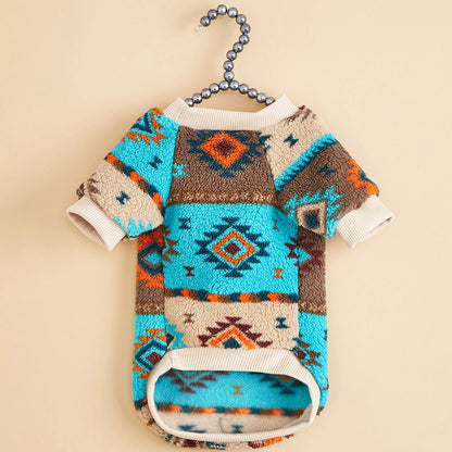 Totems Print Puppy Dog Sweater for Small Dogs Winter Warm Pet Hoodie Clothes Poodle Schnauzer Bichon Pullovers mascotas Clothing