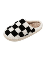 New Fuzzy Slippers Fashion Checker Indoor Embroidery Houseshoes Cozy Woman Winter Fluffy House Retro Checkered Print Shoes