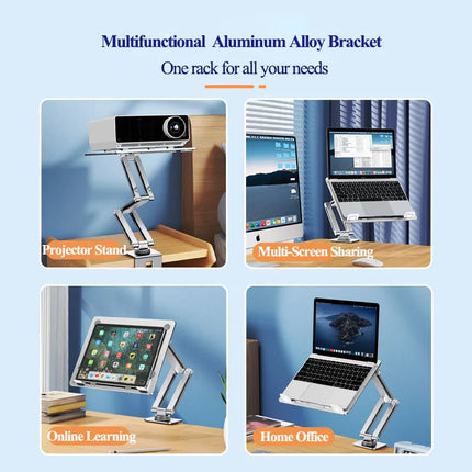 Oatsbasf Laptop Stand Clamp Tablet Hightening Support Holder Book Bracket Desktop Bed Lazy Stand 360°Rotating Hight Adjustable