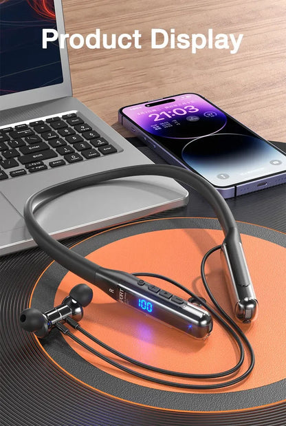 EARDECO 80 Hours Endurance Bluetooth Sport Headphone with Mic Wireless Headphones Bass Stereo Neckband Earphones Bluetooth 5.3