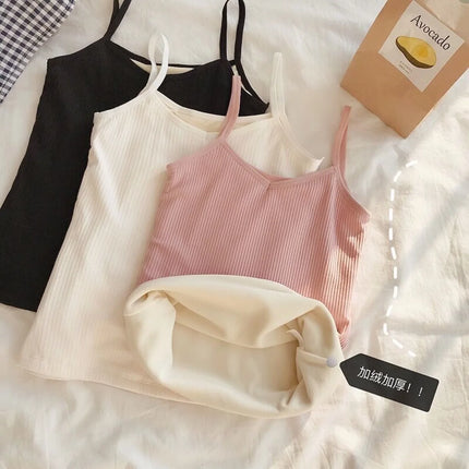 Women Winter Warm Top Thin Velvet Corset Top Solid Y2k Sleeveless Tank Tops Sleeveless Sexy Slim Fleece Corset Top Female