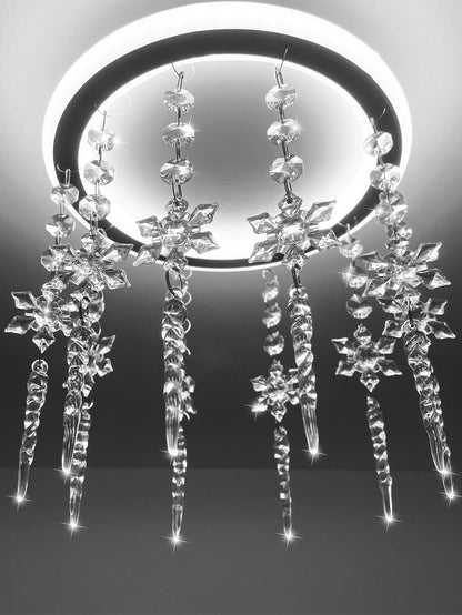 12PCS Snowflake Transparent Acrylic Crystal Hanging Ornament Christmas Festival Decoration Home Decor Christmas Tree Decoration
