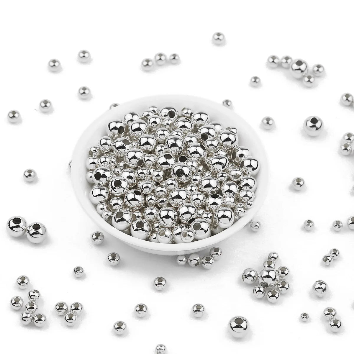 JHNBY Gold Plated Metal beads 2/3/4/5/6/8MM Round Iron Spacer Loose Beads For Jewelry Bracelets Necklace Making DIY Accessories