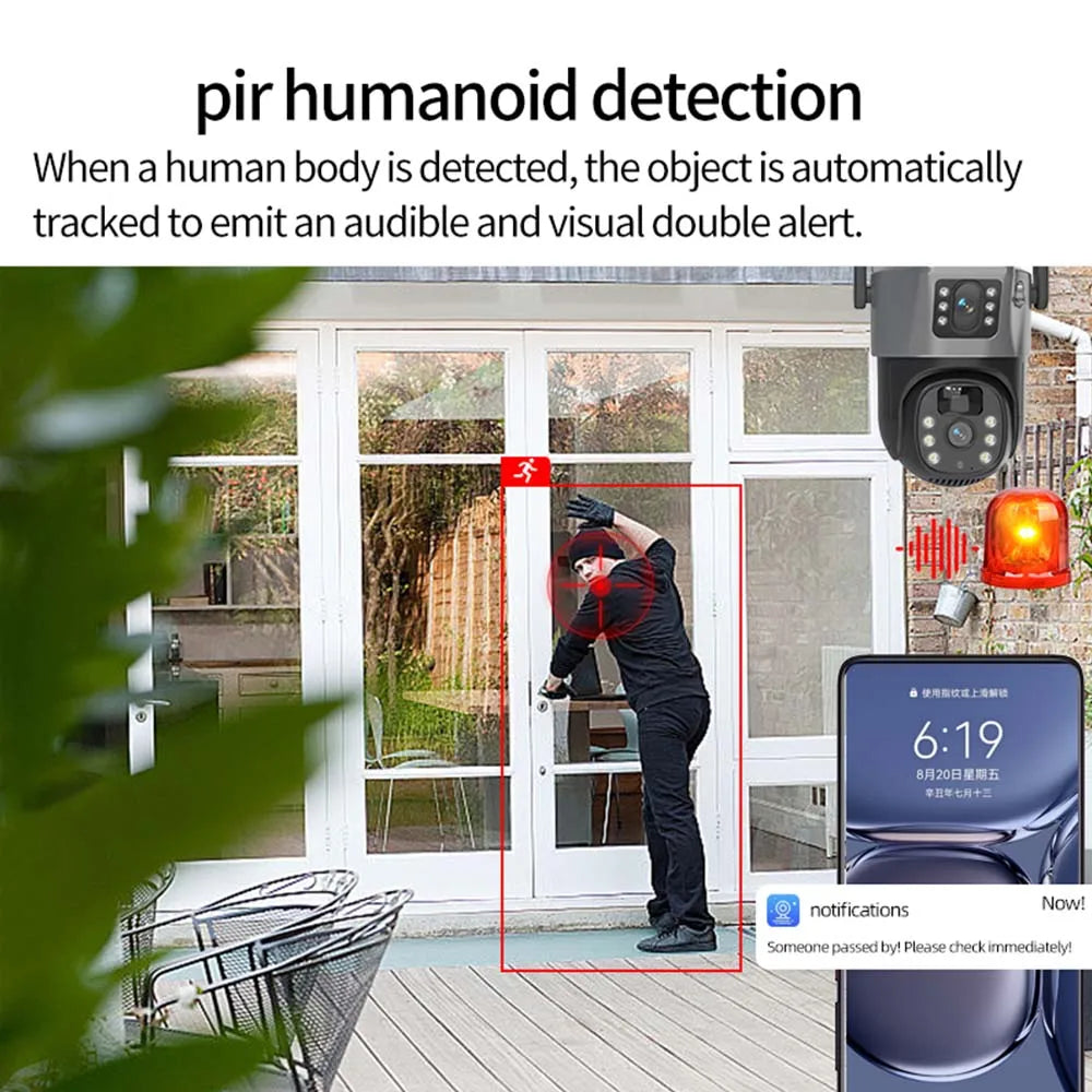 8MP 4K WiFi Solar Camera Outdoor Wireless CCTV Surveillance Camera With Solar Panel Dual Lens PTZ IP Cam Security Protection