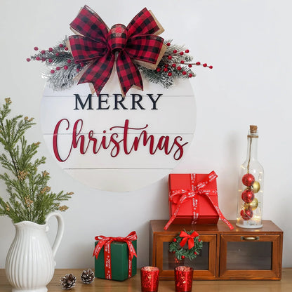Merry Christmas Wooden Hangings Sign Christmas Wreaths Front Door Sign Festive Outdoor Home Ornament 2025 New Year Festival Prop