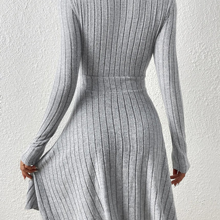 New for autumn/Winter 2024 Women Knit Slim Sexy Bodycon Dress V-Neck Long Sleeve Dress Solid Casual Midi Sweater Dress
