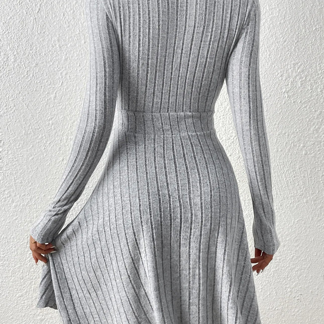 New for autumn/Winter 2024 Women Knit Slim Sexy Bodycon Dress V-Neck Long Sleeve Dress Solid Casual Midi Sweater Dress