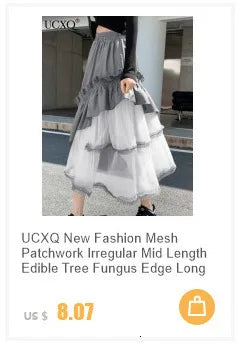 UCXQ Simple Luxury Multi Solid Colors Pleated Skirt For Women's Large Hem Folds A-line Skirts Female 2024 Spring Autumn 23A7004