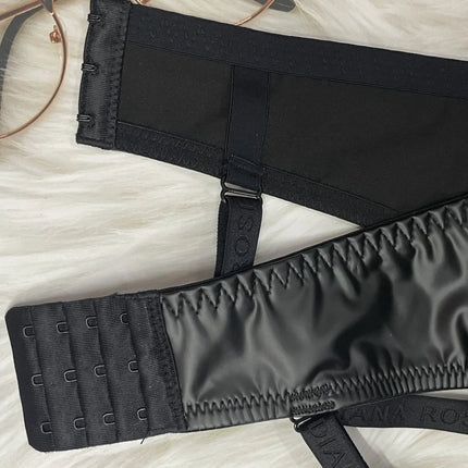 Pu leather fabric women's underwear with underwire pull-up thin mold cup sexy bra