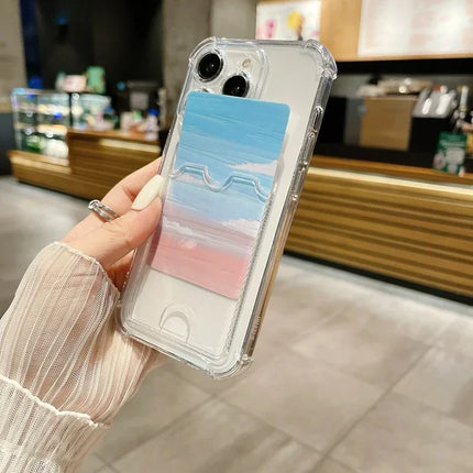 Transparent Card Holder Bag Case For iPhone 17 16 15 14 Plus 13 12 11 Pro Max Slot Wallet Back Cover For iPhone Shockproof Case