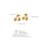 Yhpup 316L Stainless Steel Metal Chic Cherry Golden Stud Earrings Water Resistant Charm Fashion Jewelry 18K PVD Plated Wholesale