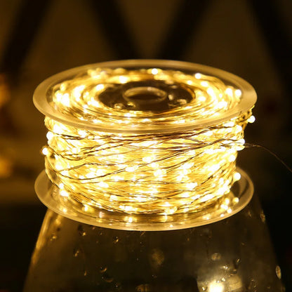 5M/10M/20M LED Copper Wire String Lights 8-mode USB Fairy Lights Garland Lamps for Festival Wedding Party Outdoor Christmas