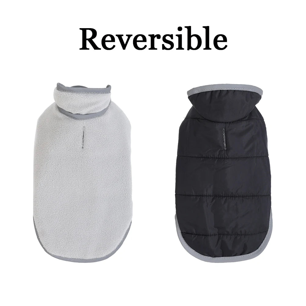 Reversible Pet Jacket Coat Warm Windproof Puppy Clothes Reflective Winter Fleece Dog Outfit For Small Medium Dogs French Bulldog