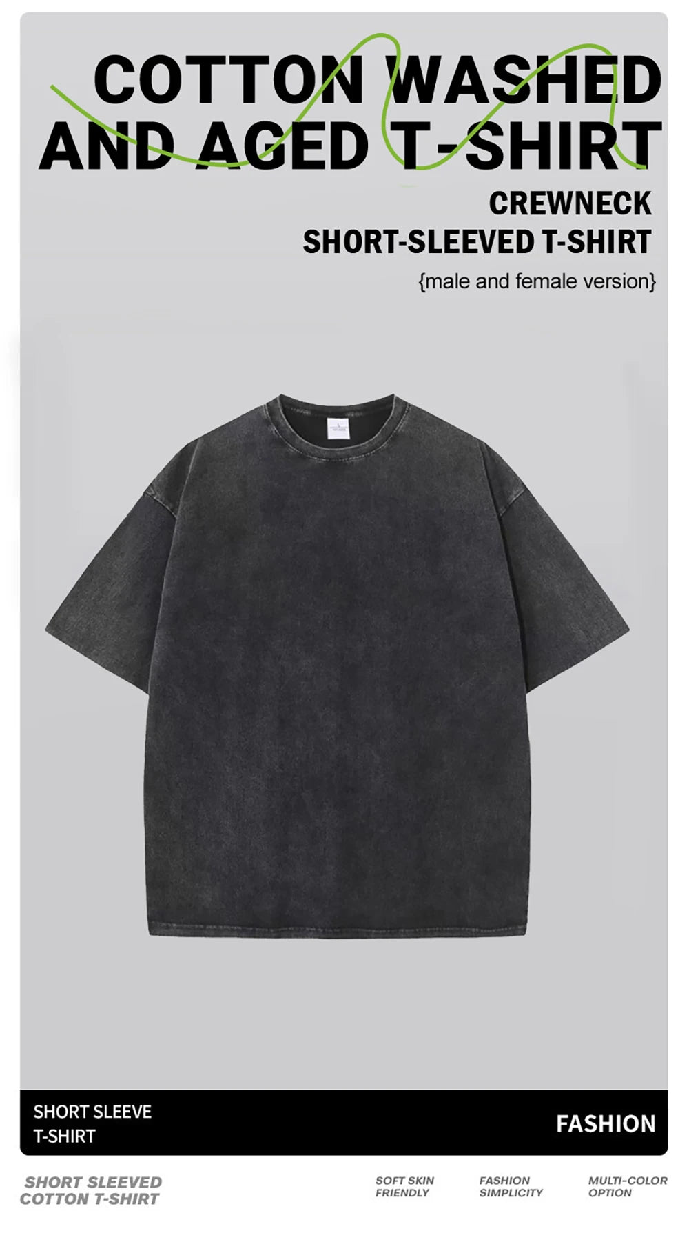 American Style Retro Heavyweight Solid Color Short Sleeved T-shirt Men Women Summer Street Trendy Washed Old Oversized Clothes