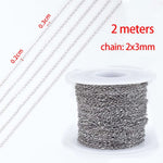 No Fade 2Meters Stainless Steel Chains for Jewelry Making DIY Necklace Bracelet Accessories Gold Chain Lips Beads Beaded Chain