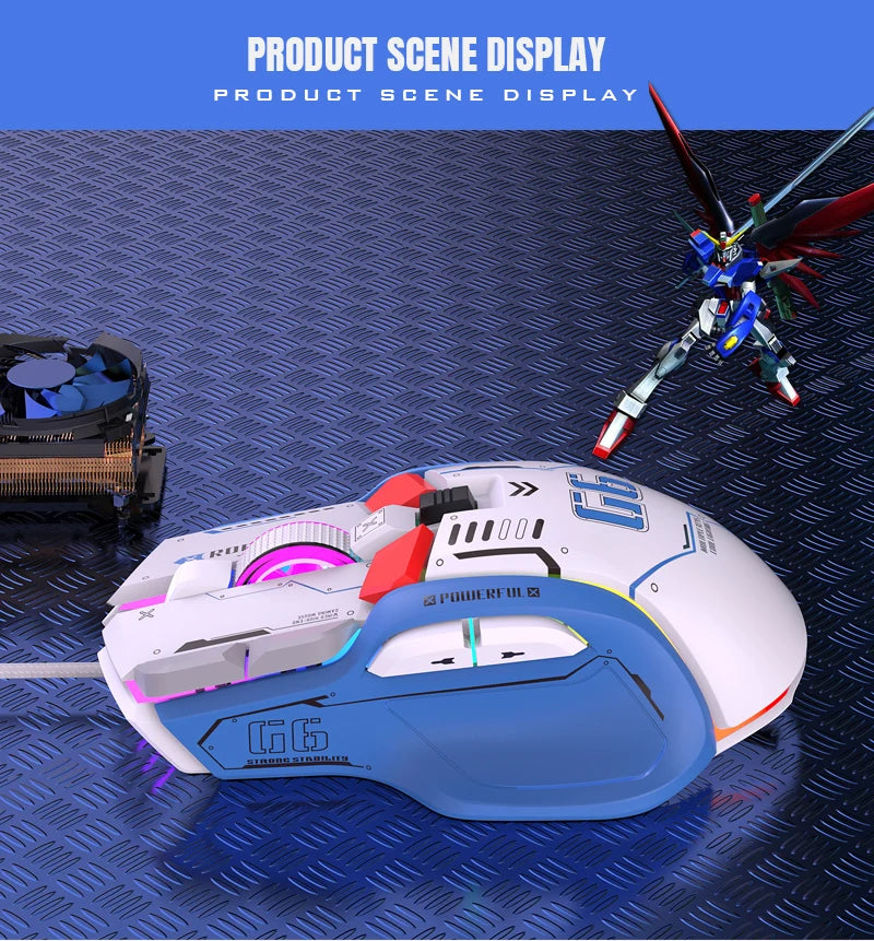 G6 Gaming Mouse Wired 128000DPI ChipA826 RGB Macro-programmable Ergonomic design superior for Gaming and Work