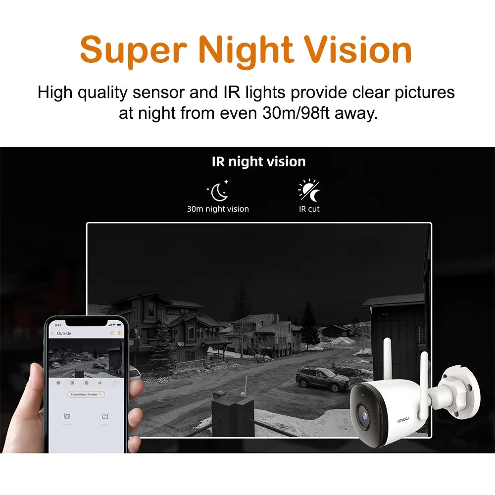IMOU Bullet 3C 3MP5MP Wifi IP Camera Automatic Tracking IP67 AI Human&Vehicle Detection Outdoor Surveillance Security Protection