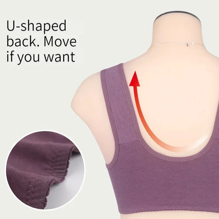 Soft cotton cups before the zipper in the elderly underwear breathable women without steel ring tank top lace large size bra