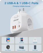 LENCENT EU Plug Wall Socket Extender with 4 AC +QC3.0USBX2 +1 Type C PD20W Fast Charger Adapter 7-in-1 Socket On/Off Switch