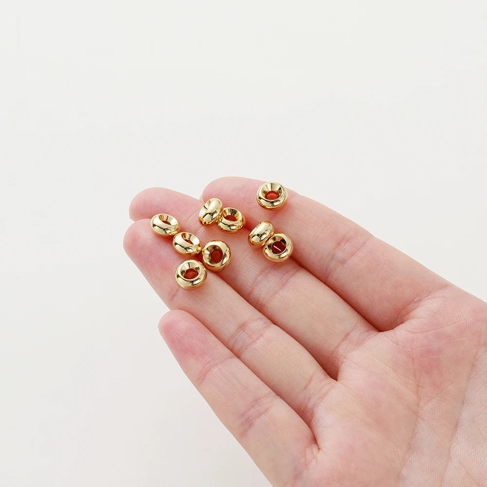 14K/18K Gold Plated 10-30Pcs 3/4/5/6/8mm Spacer Beads for DIY Necklace Bracelet Jewelry Making Supplies Accessories Wholesale