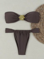 "2025 Sexy Bandeau Push-Up Bikini Set - Brazilian Thong Swimwear for Women"