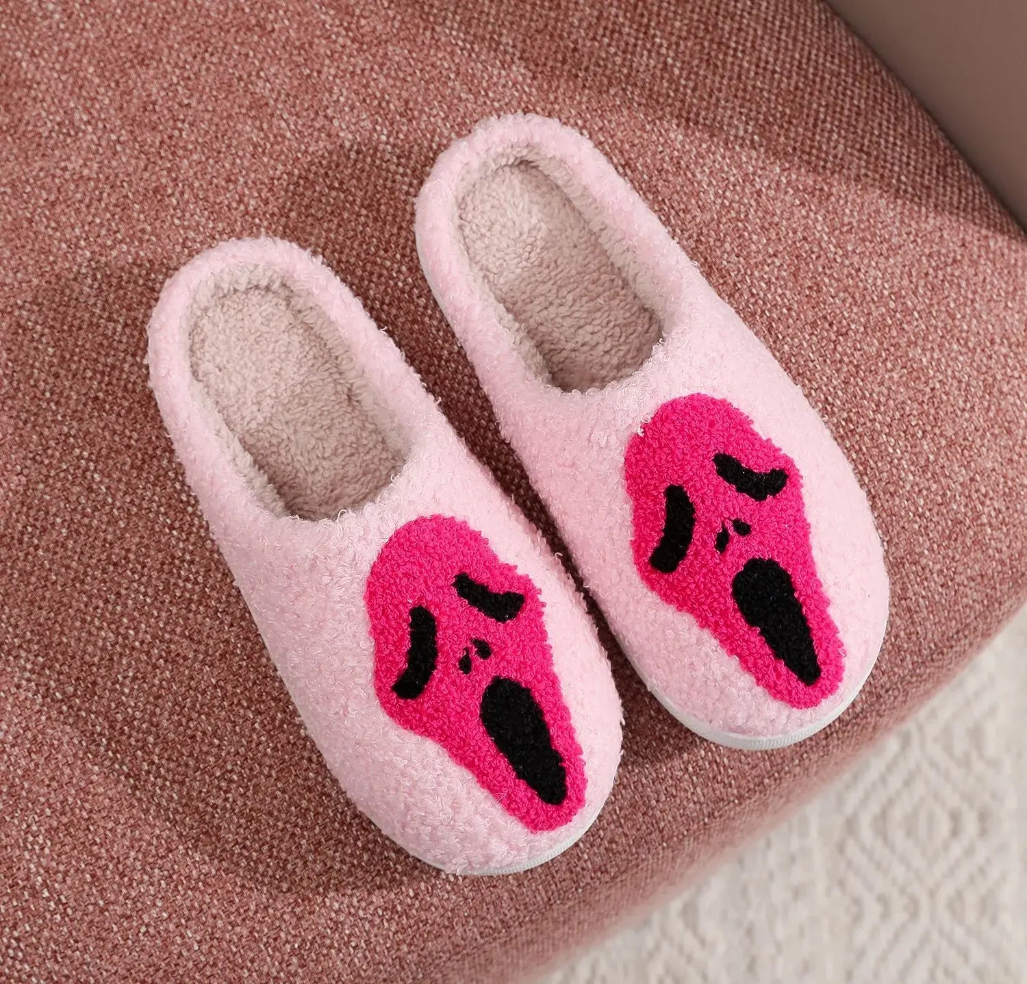 Warm Plush Slippers Women's Winter Halloween Black Spider Web Home Cotten Slippers Flip Men Indoor Floor Slippers Party Gifts