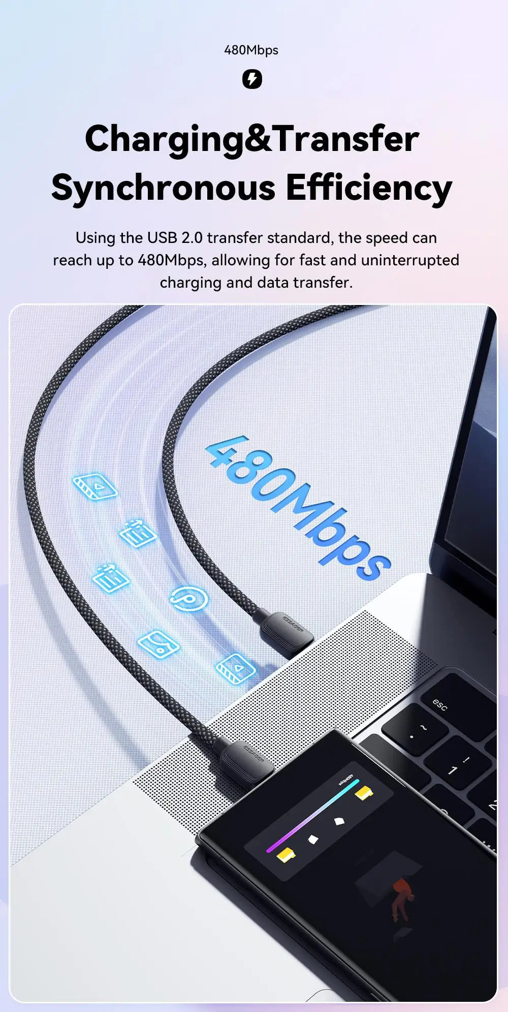 Essager 100W USB Type C To USB C Cable 5A PD Fast Charging Cable Type C Wire For Xiaomi Samsung Huawei Oppo Oneplus Macbook iPad