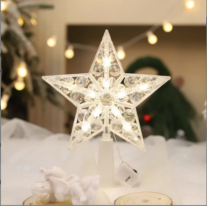 15cm Christmas Decoration Glowing Tree Topper Glitter Shining Star Xmas Tree Ornaments for Home Decor Navidad New Year 2026 Gift