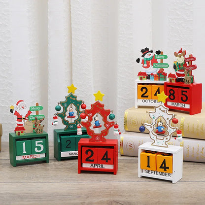 Desktop Christmas Tree Santa DIY Decoration Wooden Christmas Calendar Christmas Decoration 2024 New Year Party Gift