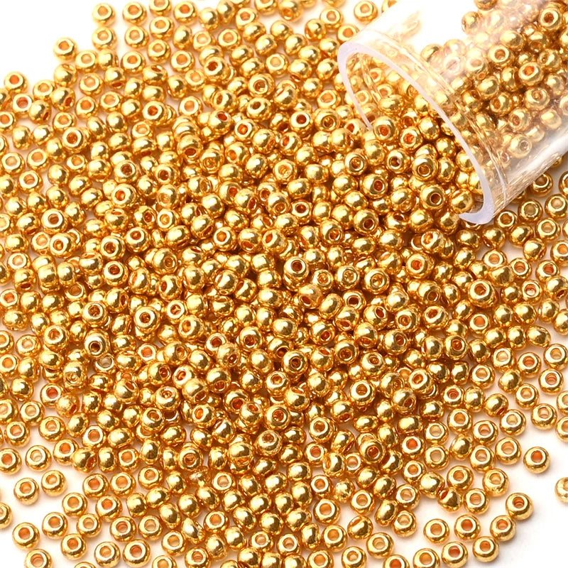 12Grams/Tube 2mm Metallic Seed Beads Japanese Round Glass Seedbeads For DIY Needlework Dress Adornment Sewing 1200pcs