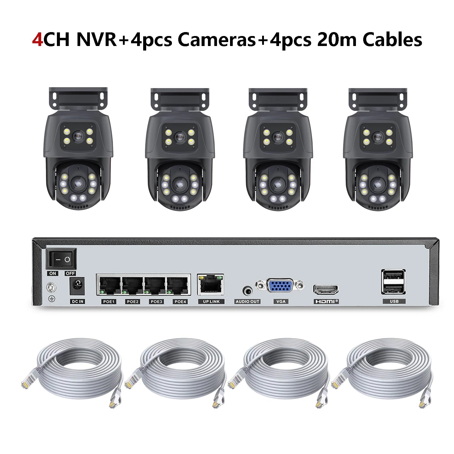 XMEYE Waterproof 6MP HD POE Surveillance Camera System Dual Lens PTZ WIFI IP Home Security 4CH 8CH POE NVR Video H.265 CCTV Kit